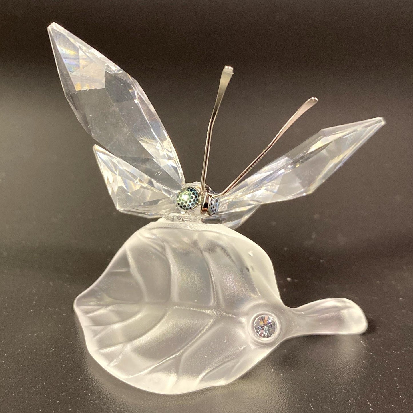 New Swarovski Crystal Butterfly on a frosted Leaf figurine