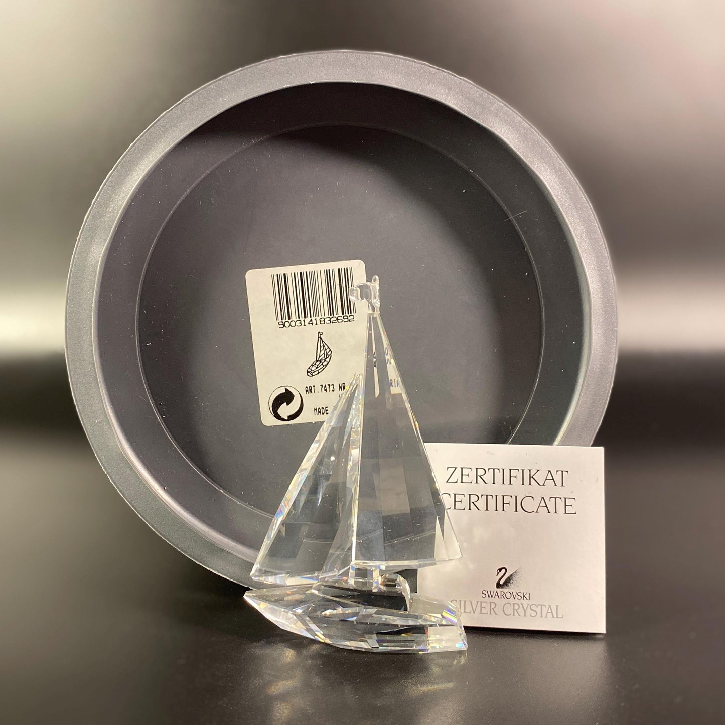 Swarovski Crystal Sailboat  Figurine 7473 NR 000 004 Retired 1994 W/ Box & COA