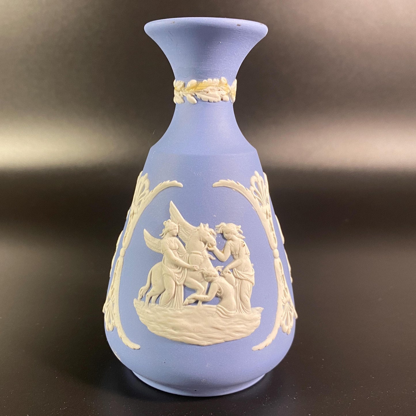 Wedgewood Blue jasperware Bud Vase Vintage Made In England 4.5"