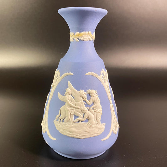 Wedgewood Blue jasperware Bud Vase Vintage Made In England 4.5"