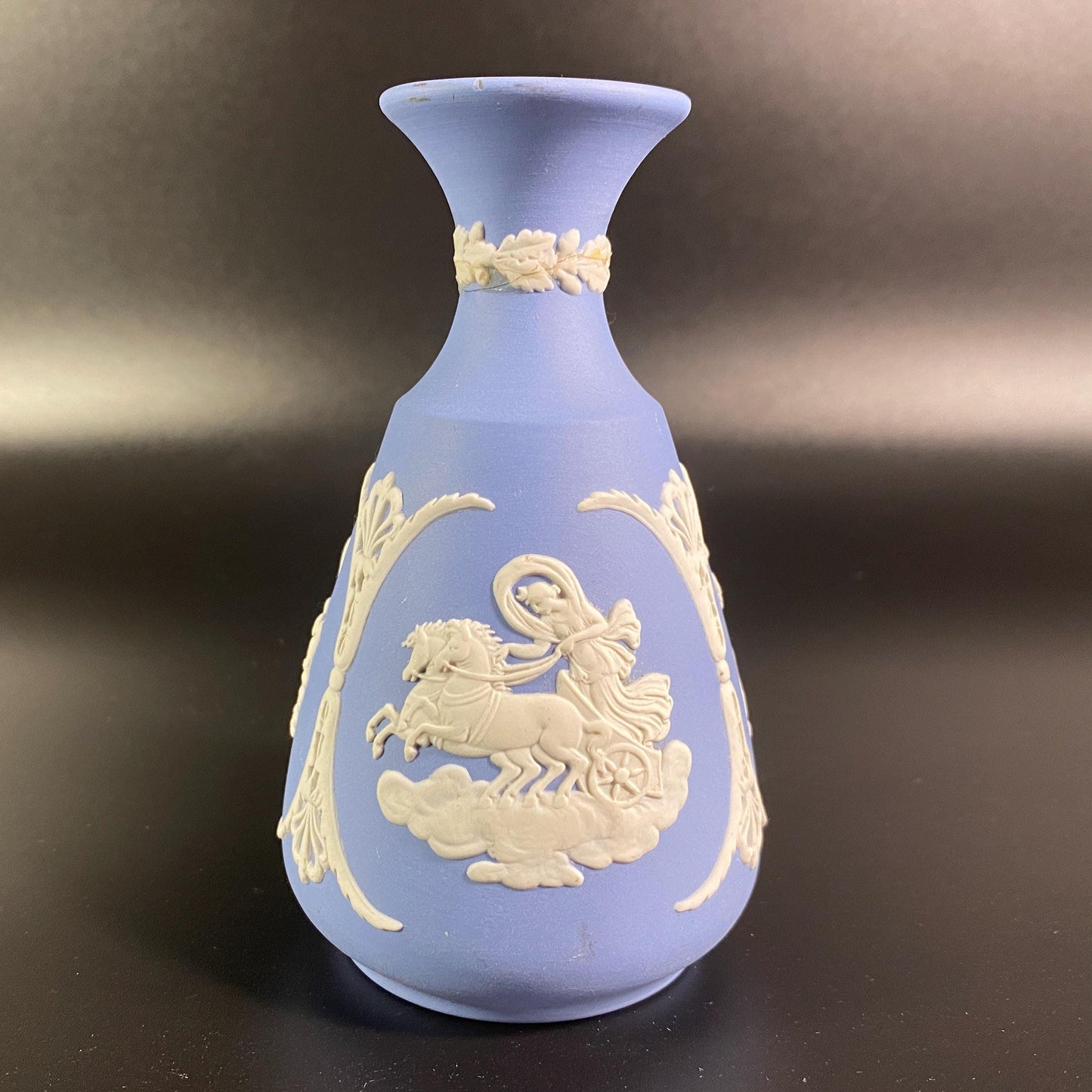 Wedgewood Blue jasperware Bud Vase Vintage Made In England 4.5"