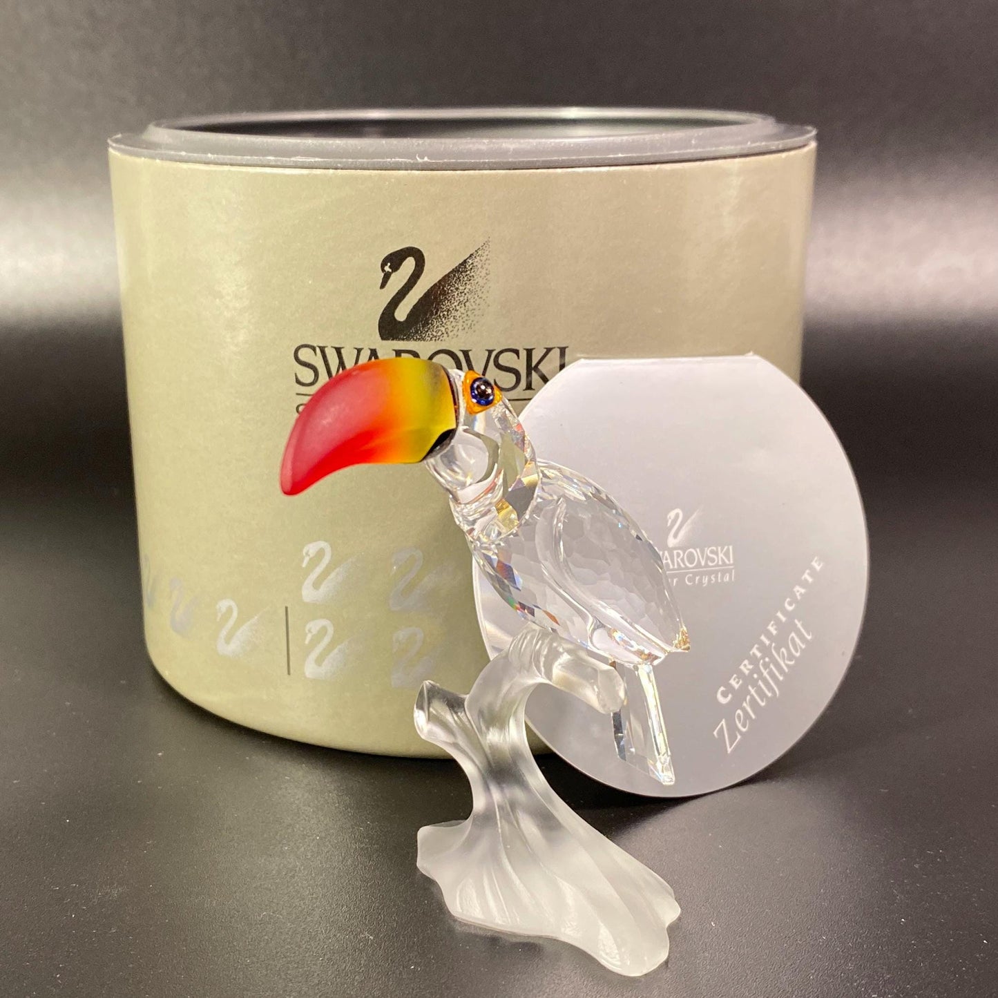 Swarovski Crystal Toucan Figurine Colorful Beak Tropical Bird 7621 with Box