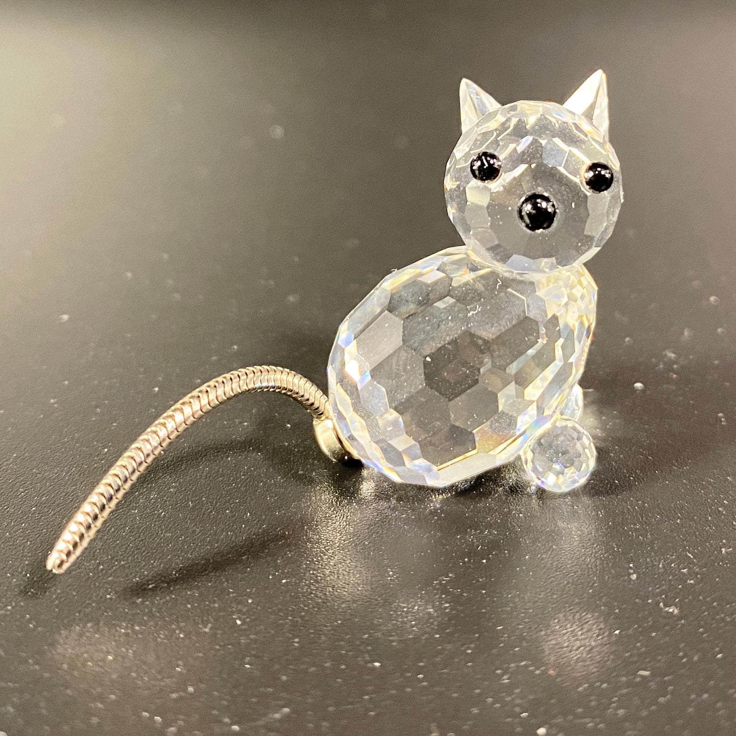 SWAROVSKI Silver Crystal Miniature Cat A7659 metal tail with box