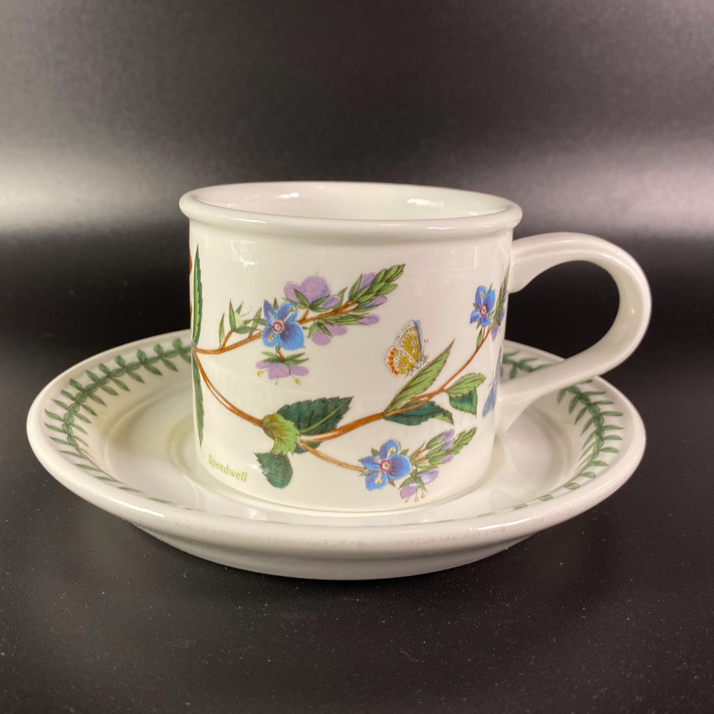 Vtg Portmeirion Botanic Garden Drum Flat Tea Cup & Saucer -Pick your choice