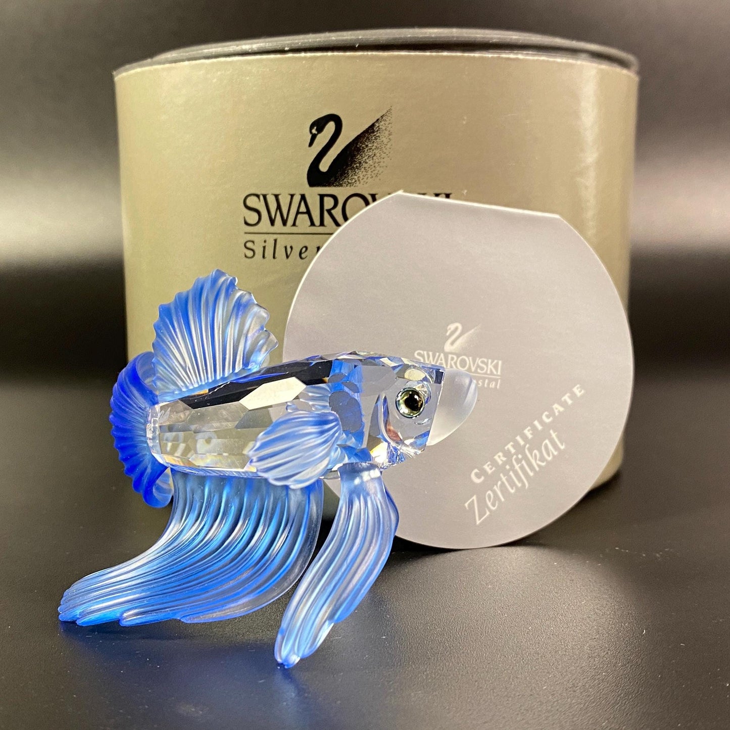 NEW-Swarovski Siamese Fighting Fish Blue, (236718, 7644 000 005) 3.2" - MIB+COA