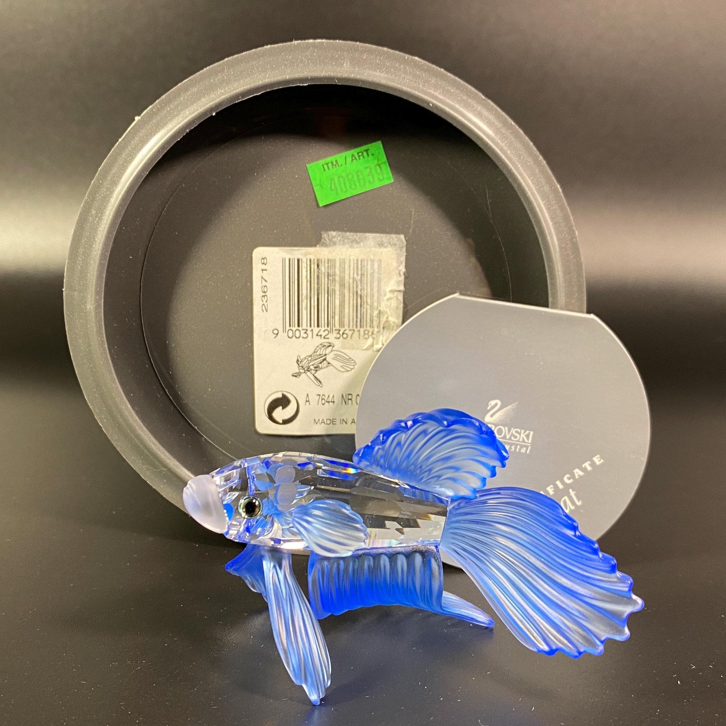 NEW-Swarovski Siamese Fighting Fish Blue, (236718, 7644 000 005) 3.2" - MIB+COA