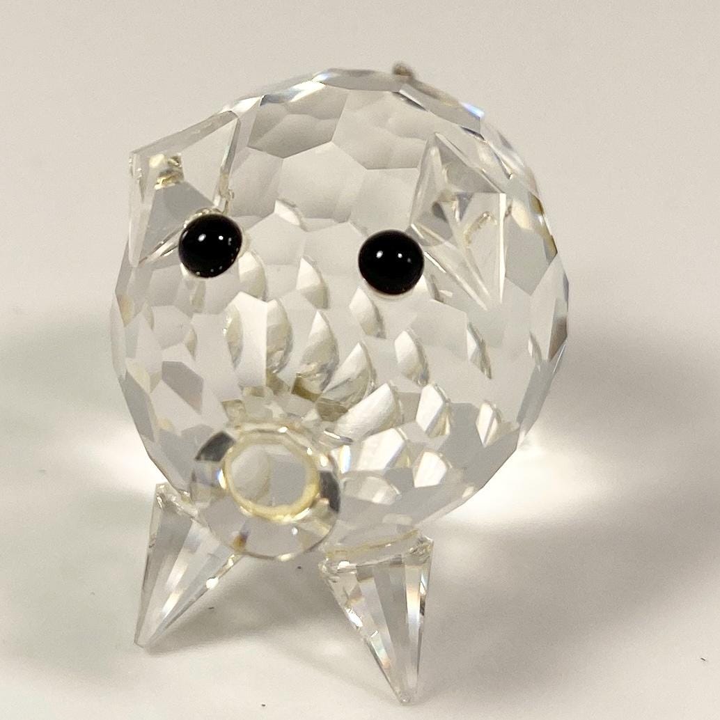 Swarovski Crystal Figurine Pig Barnyard Friends Wire Metal Curled Ringlet Tail