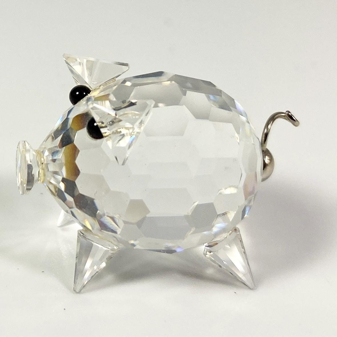 Swarovski Crystal Figurine Pig Barnyard Friends Wire Metal Curled Ringlet Tail