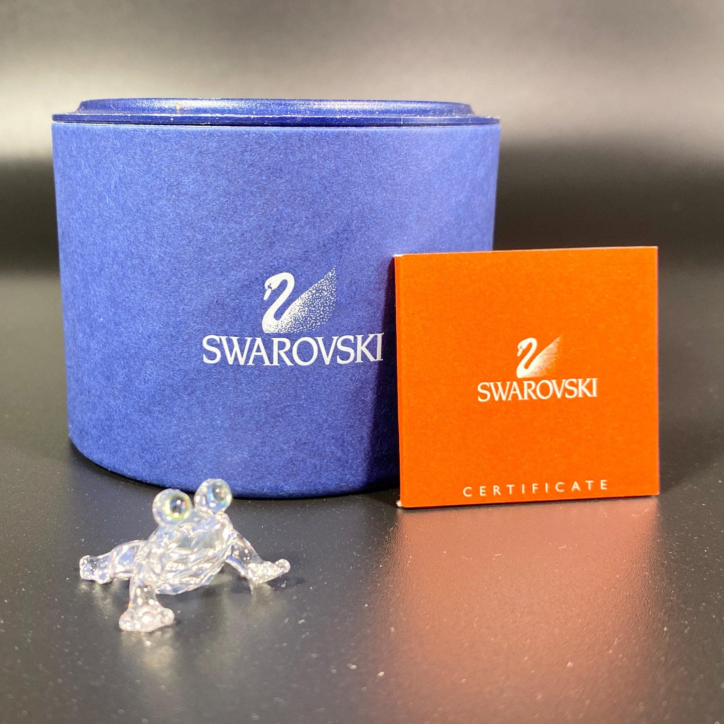 SWAROVSKI Crystal Miniature  Baby Frog with Green Eyes With Box CoA