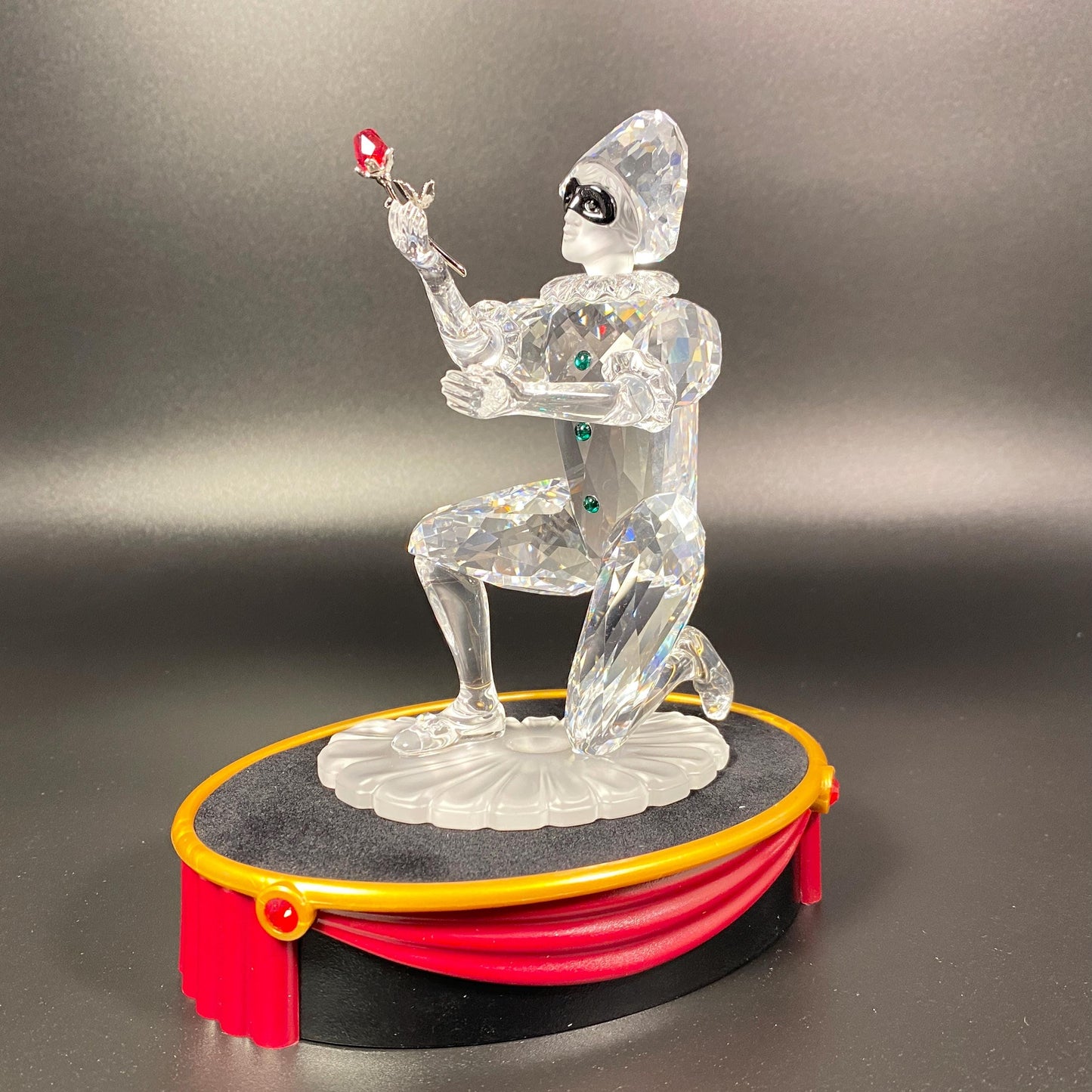 New- Swarovski Crystal Figurine "2001 MASQUERADE HARLEQUIN" Original Box, COA & stand