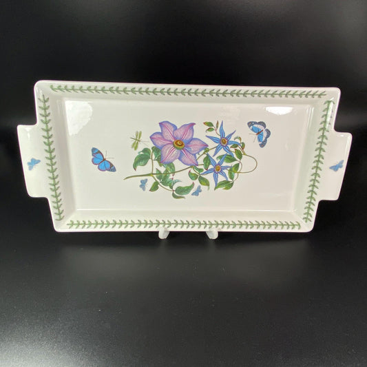 Portmeirion Rectangle Serving Tray Botanic Garden Purple Flower Butterfly 15 " L