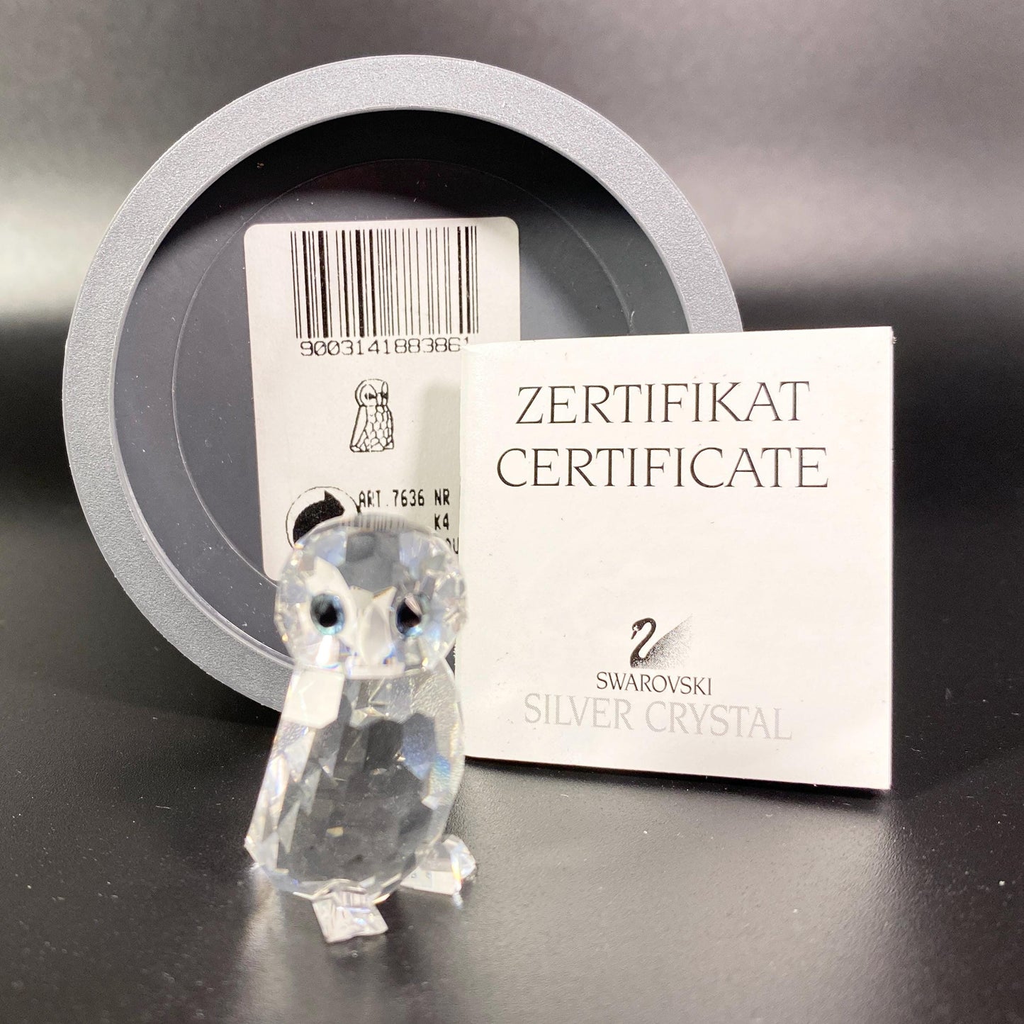 RARE  !! Swarovski Silver Crystal Owlet Owl 1.5" Figurine  w Box + COA