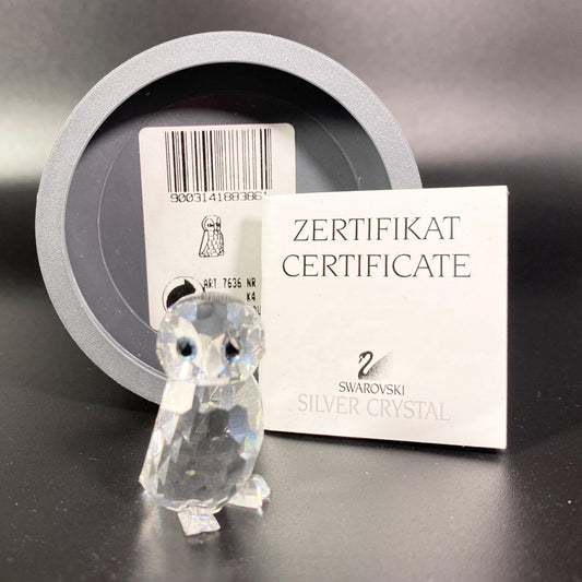 RARE  !! Swarovski Silver Crystal Owlet Owl 1.5" Figurine  w Box + COA
