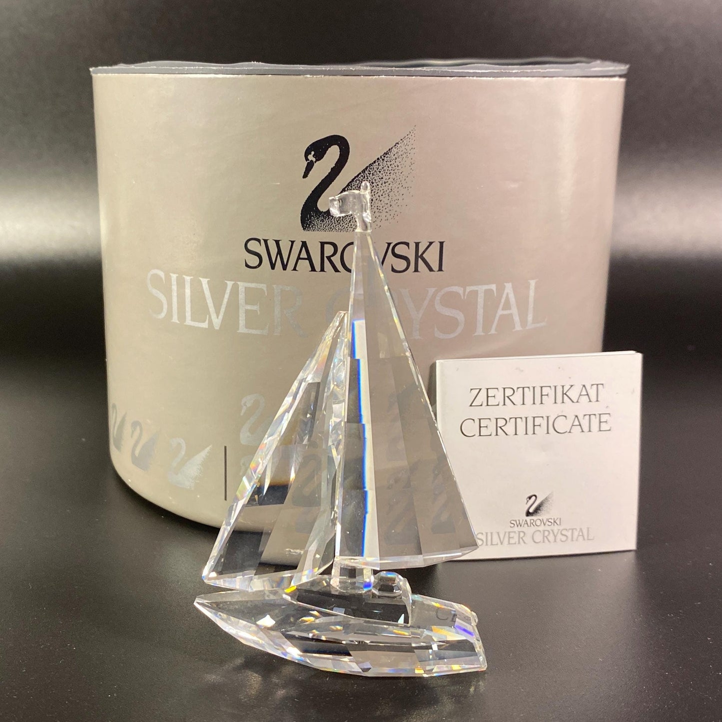 Swarovski Crystal Sailboat  Figurine 7473 NR 000 004 Retired 1994 W/ Box & COA