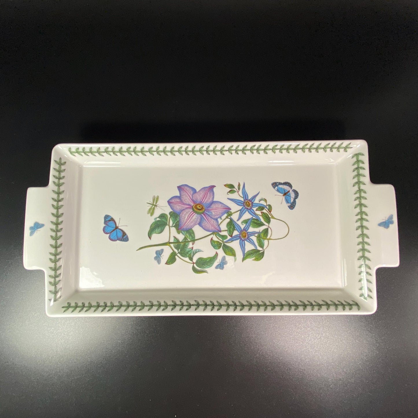 Portmeirion Rectangle Serving Tray Botanic Garden Purple Flower Butterfly 15 " L