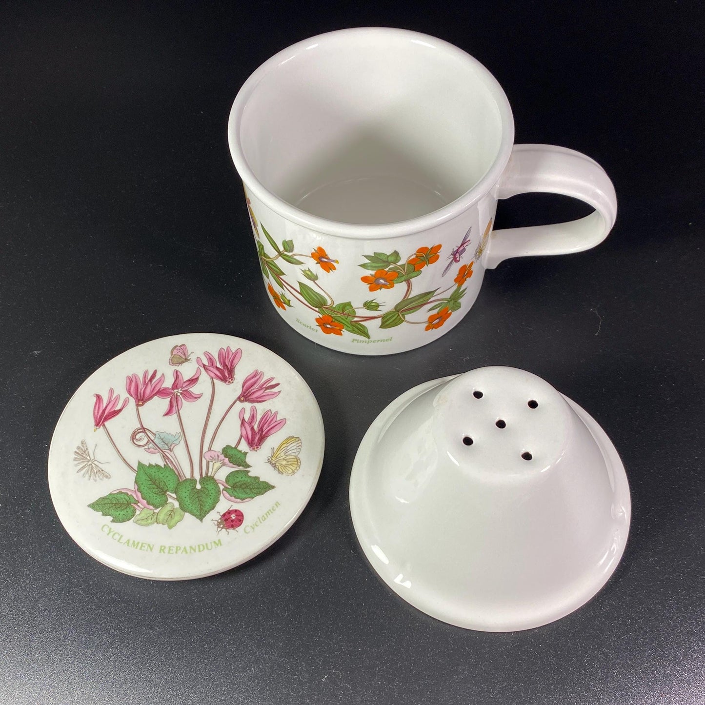 Extremely RARE !! Portmeirion botanic garden teacup with tea steeper or Infuser with lid