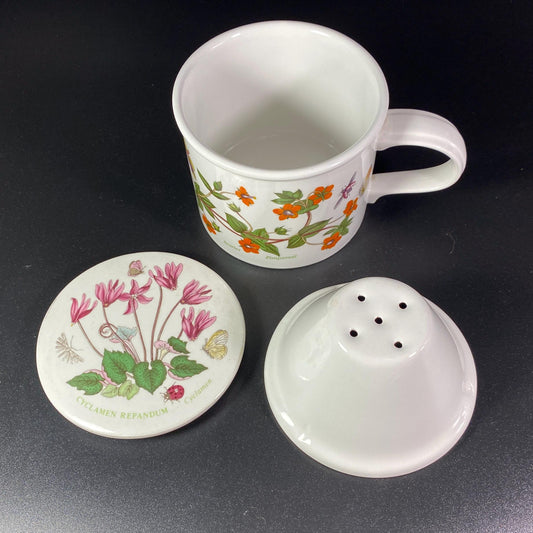 Extremely RARE !! Portmeirion botanic garden teacup with tea steeper or Infuser with lid