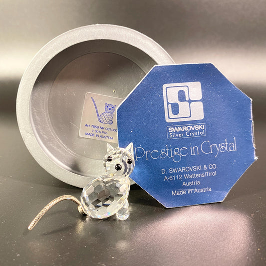 SWAROVSKI Silver Crystal Miniature Cat A7659 metal tail with box