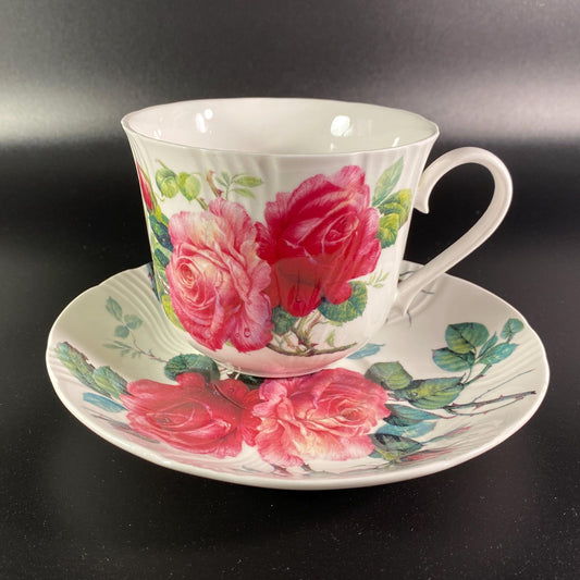 Extremely RARE !! Roy Kirkham English Rose  Breakfast JUMBO sized Cup & Saucer 5789083