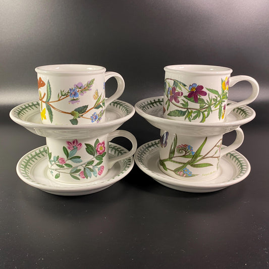 Vtg Portmeirion Botanic Garden Drum Flat Tea Cup & Saucer -Pick your choice