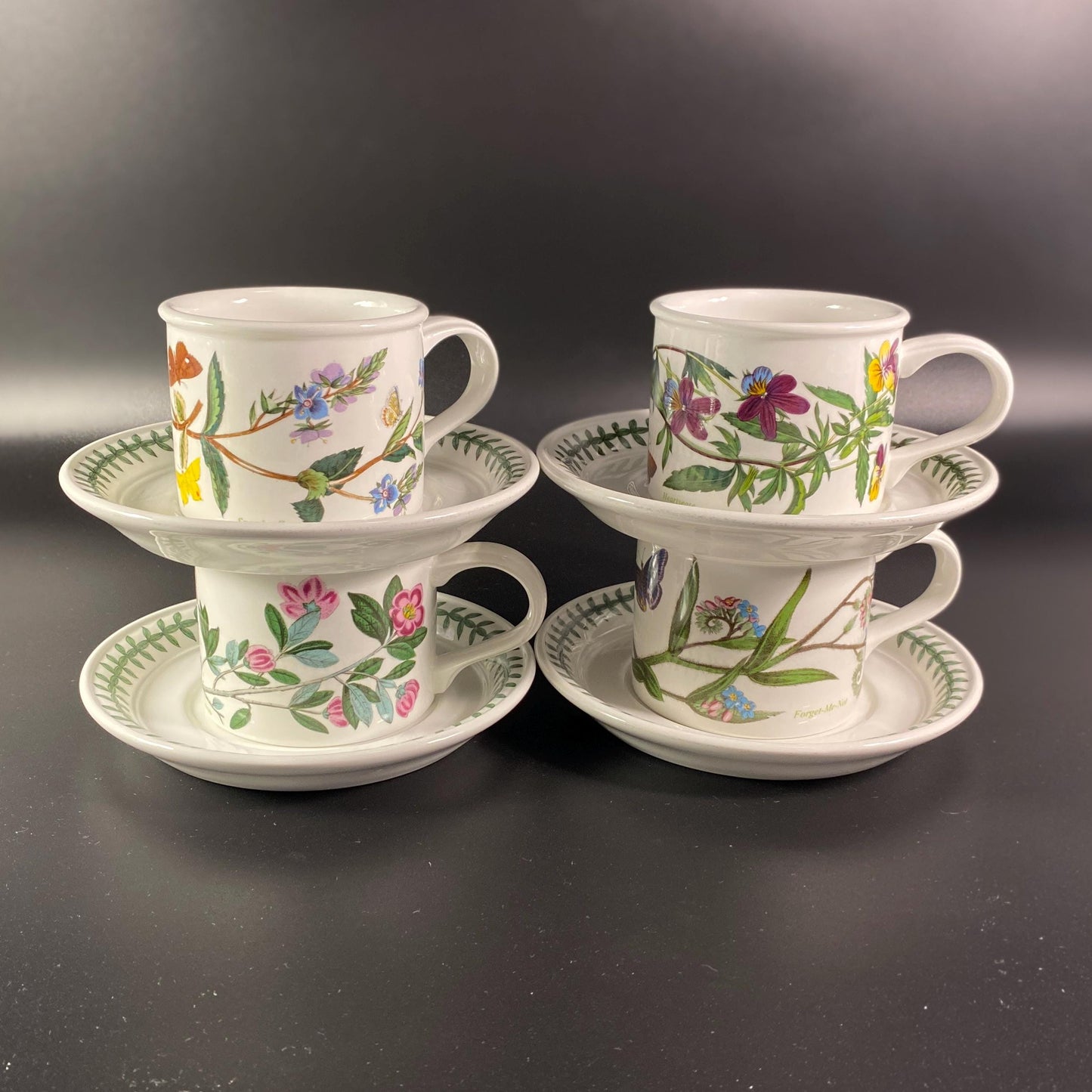 Vtg Portmeirion Botanic Garden Drum Flat Tea Cup & Saucer -Pick your choice