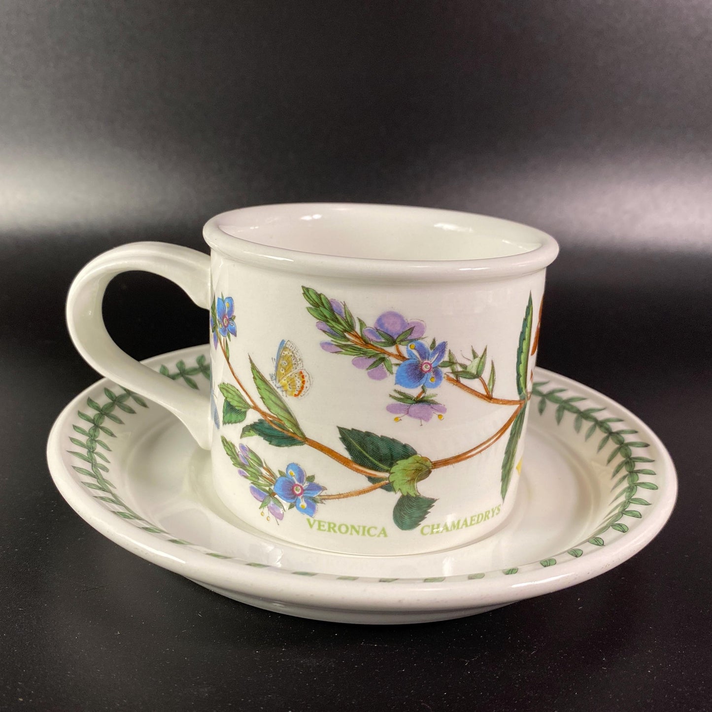 Vtg Portmeirion Botanic Garden Drum Flat Tea Cup & Saucer -Pick your choice