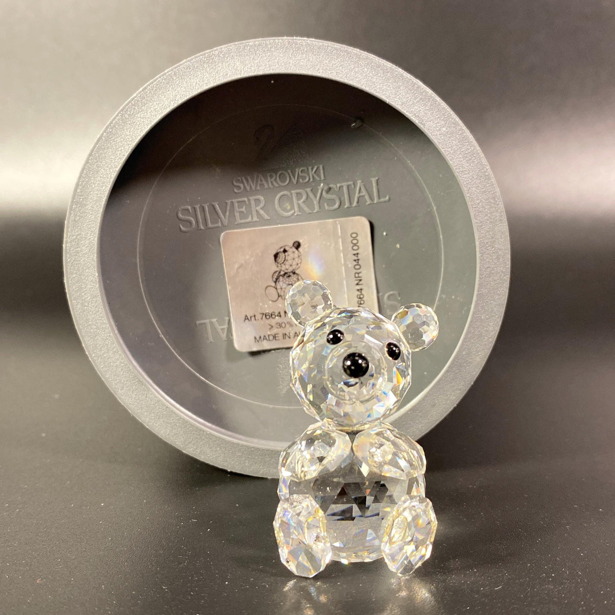 Swarovski Crystal Teddy Bear Figurine w/ Box & Certificate – Silver Crystal