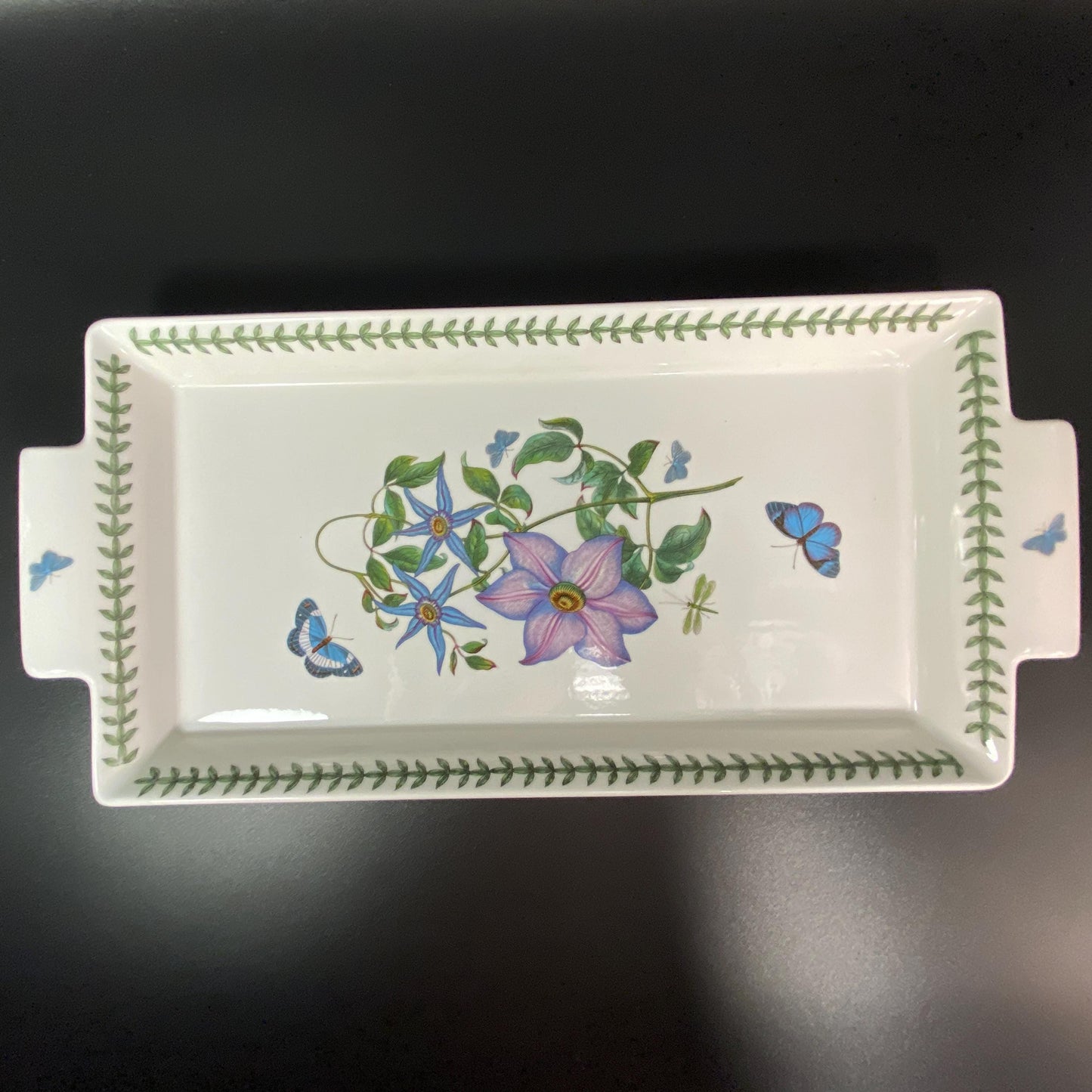 Portmeirion Rectangle Serving Tray Botanic Garden Purple Flower Butterfly 15 " L