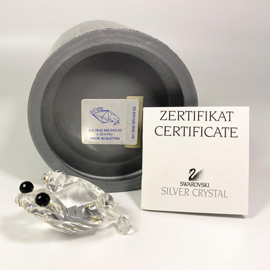 SWAROVSKI Crystal Frog Prince large Figurine Black Eyes COA W/ Box