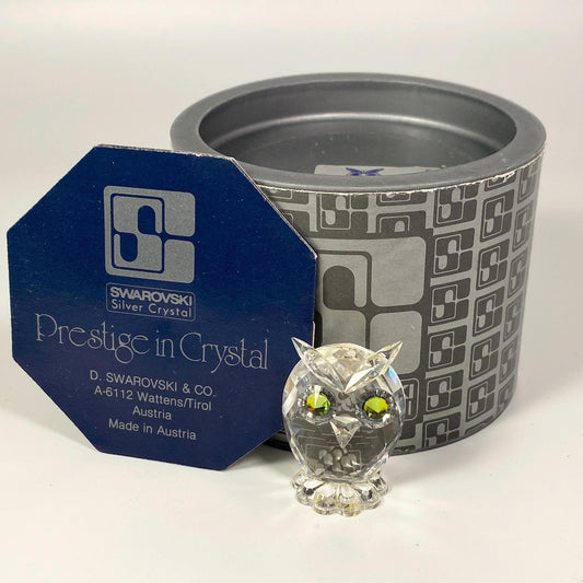 Swarovski Crystal Small Figurine Owl w Multicolor Eyes # 7654NR38 with box