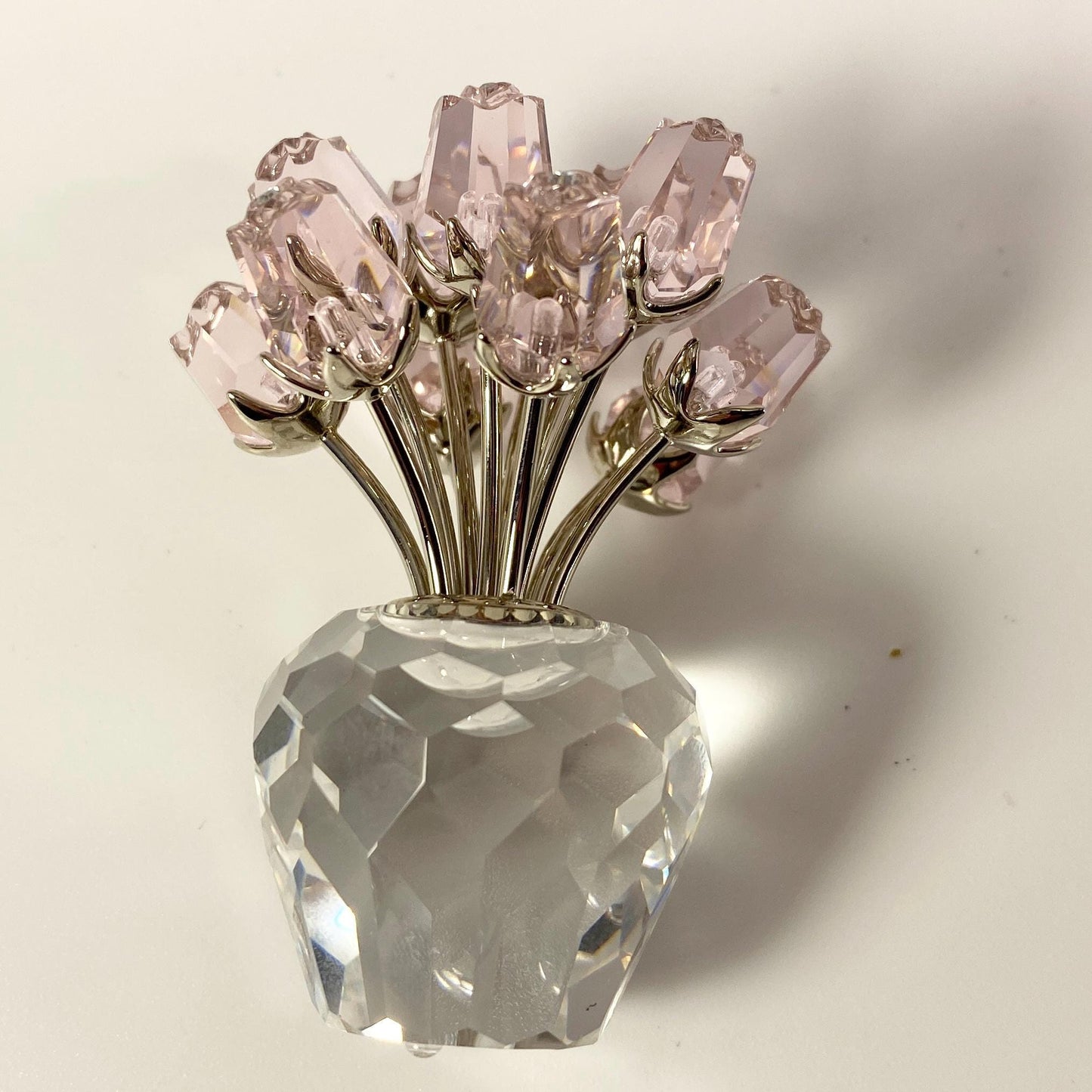 Swarovski 628343 A Dozen Pink Roses Crystal Figurine Bouquet Vase  box & CoA