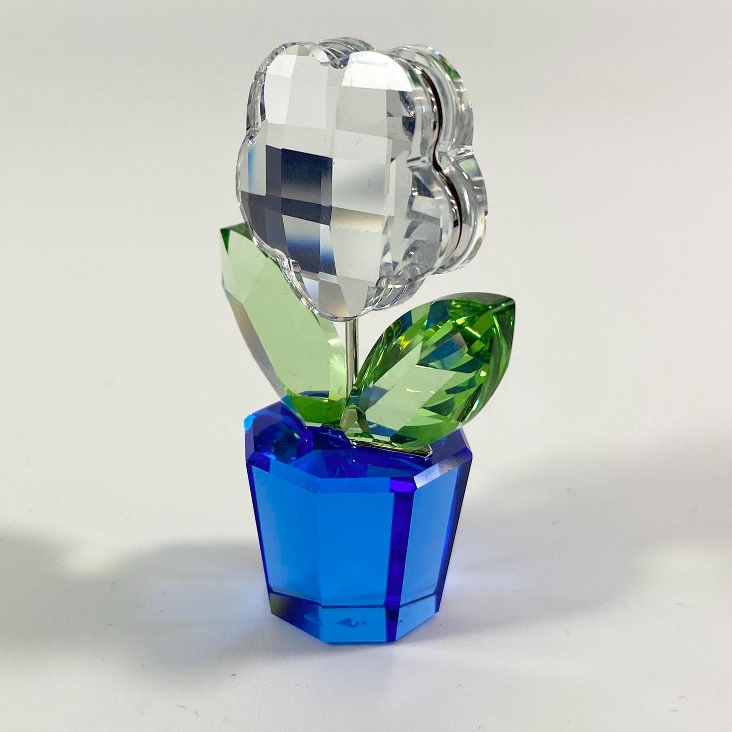 Swarovski Crystal 9460 000 121 Happy Flower 296598 Clear In Blue Pot In Box