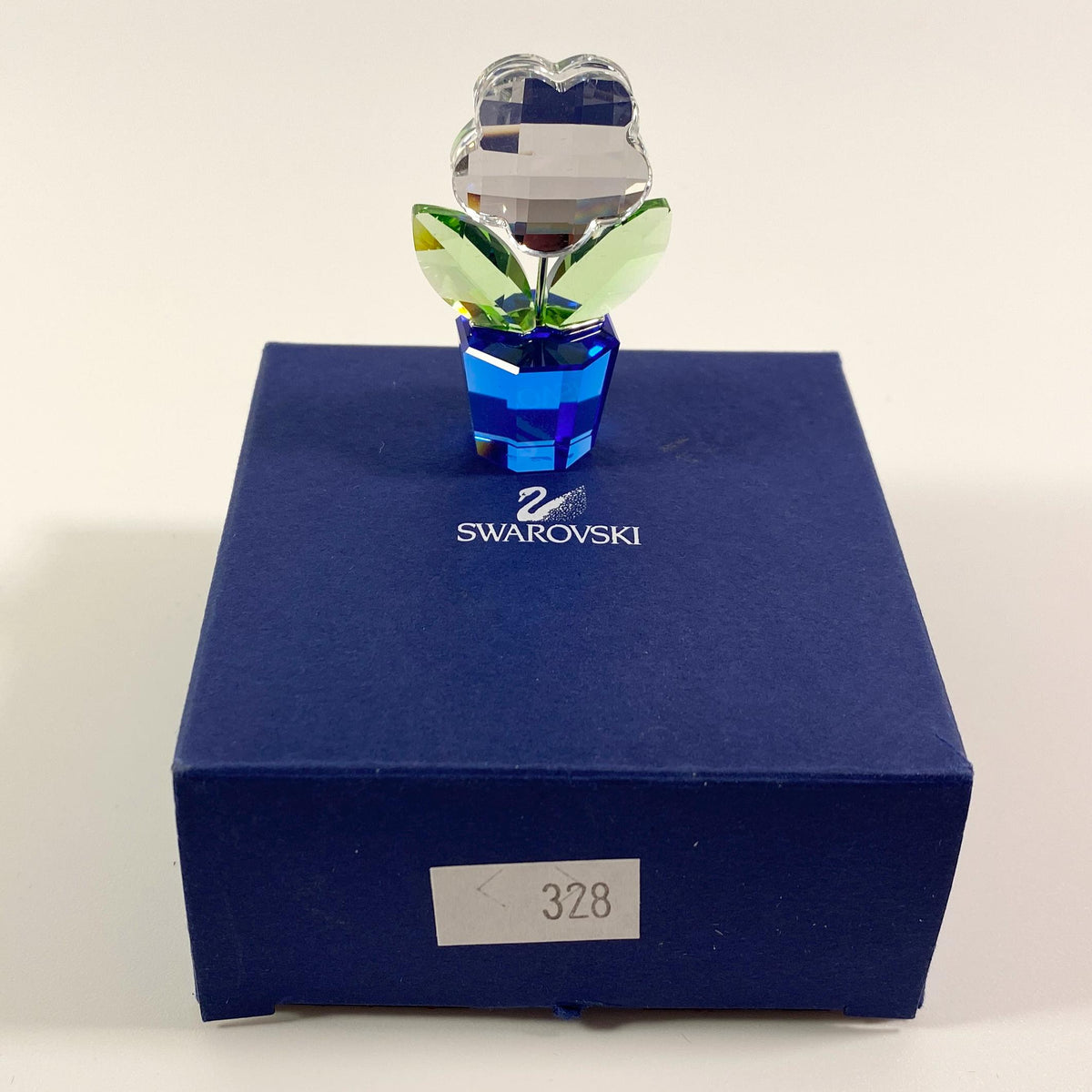 Swarovski Crystal 9460 000 121 Happy Flower 296598 Clear In Blue Pot In Box