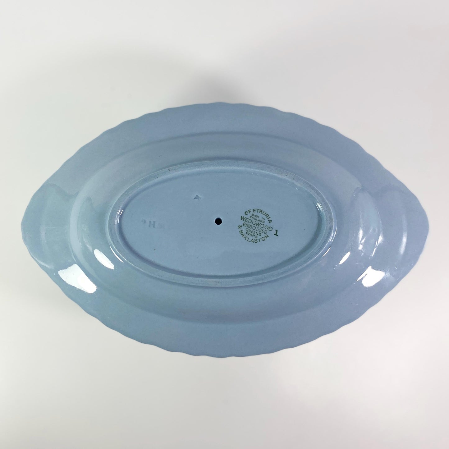 Wedgwood Queensware Cream on Lavender Shell Edge Gravy Boat &Attached Underplate