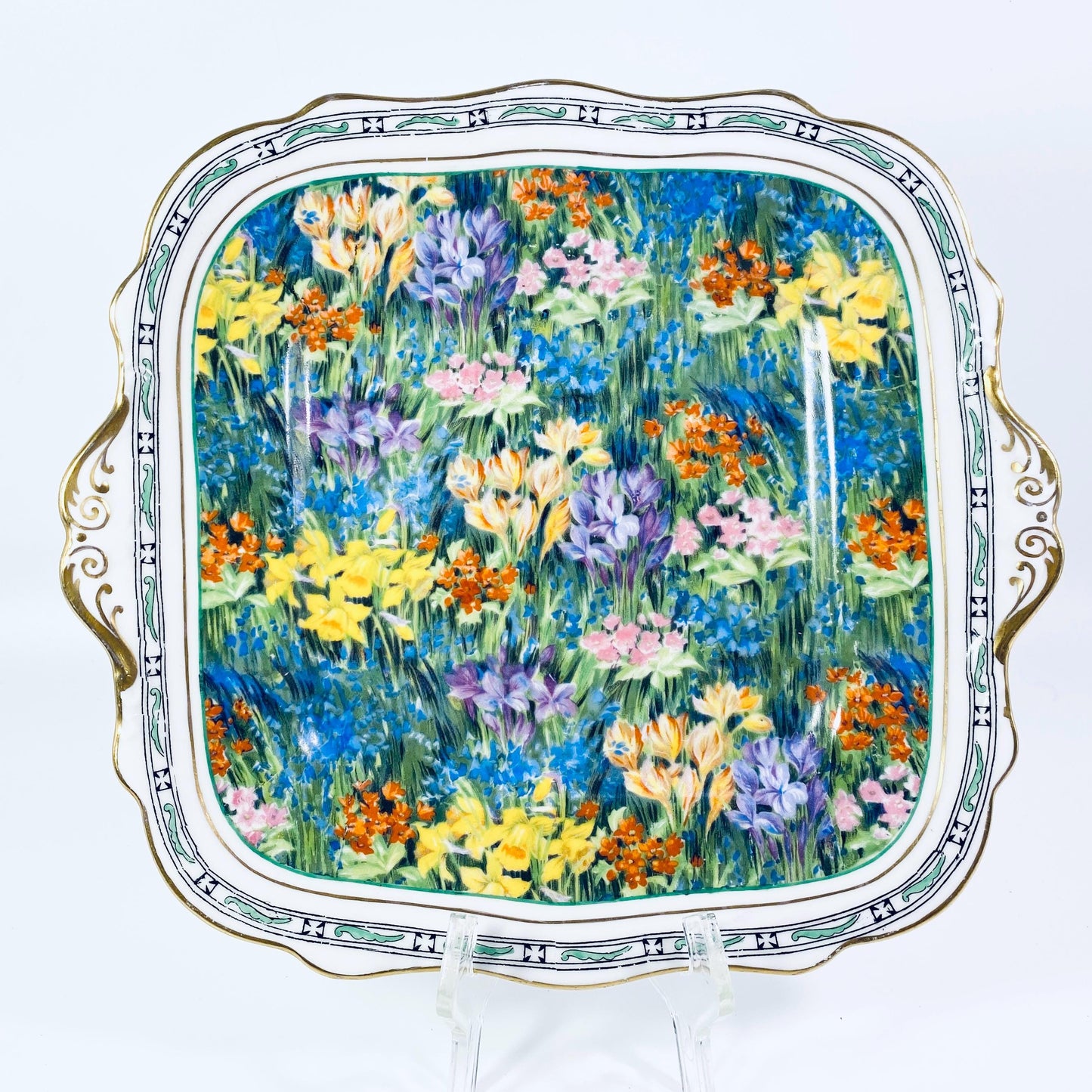 1923-1933 Paragon Springtime square Plate Fine Bone China England -Vintage