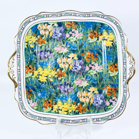 1923-1933 Paragon Springtime square Plate Fine Bone China England -Vintage