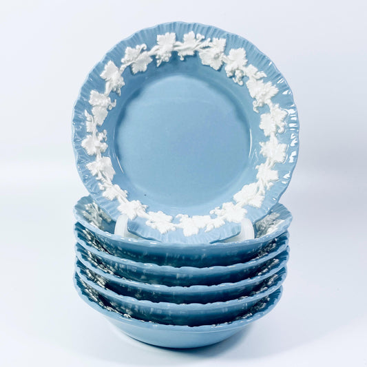 Wedgwood~Queensware~Cream on Lavender~5” Dessert Bowl~Shell Edge