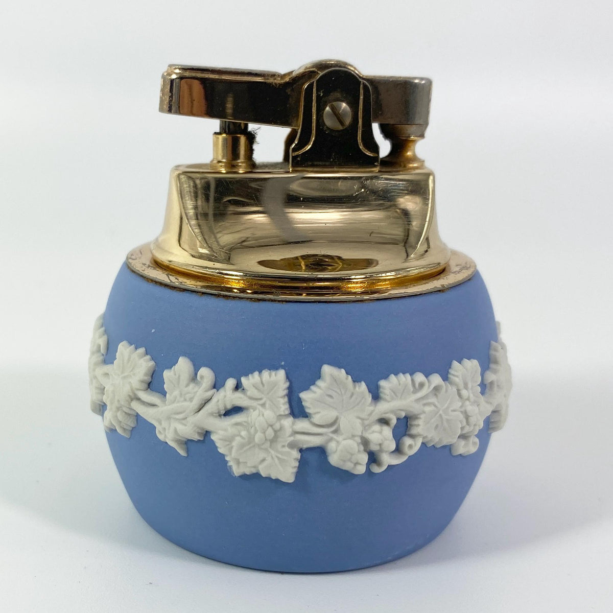 1950s  Wedgewood Jasperware Light Blue/White Grapevine Lighter Made In England