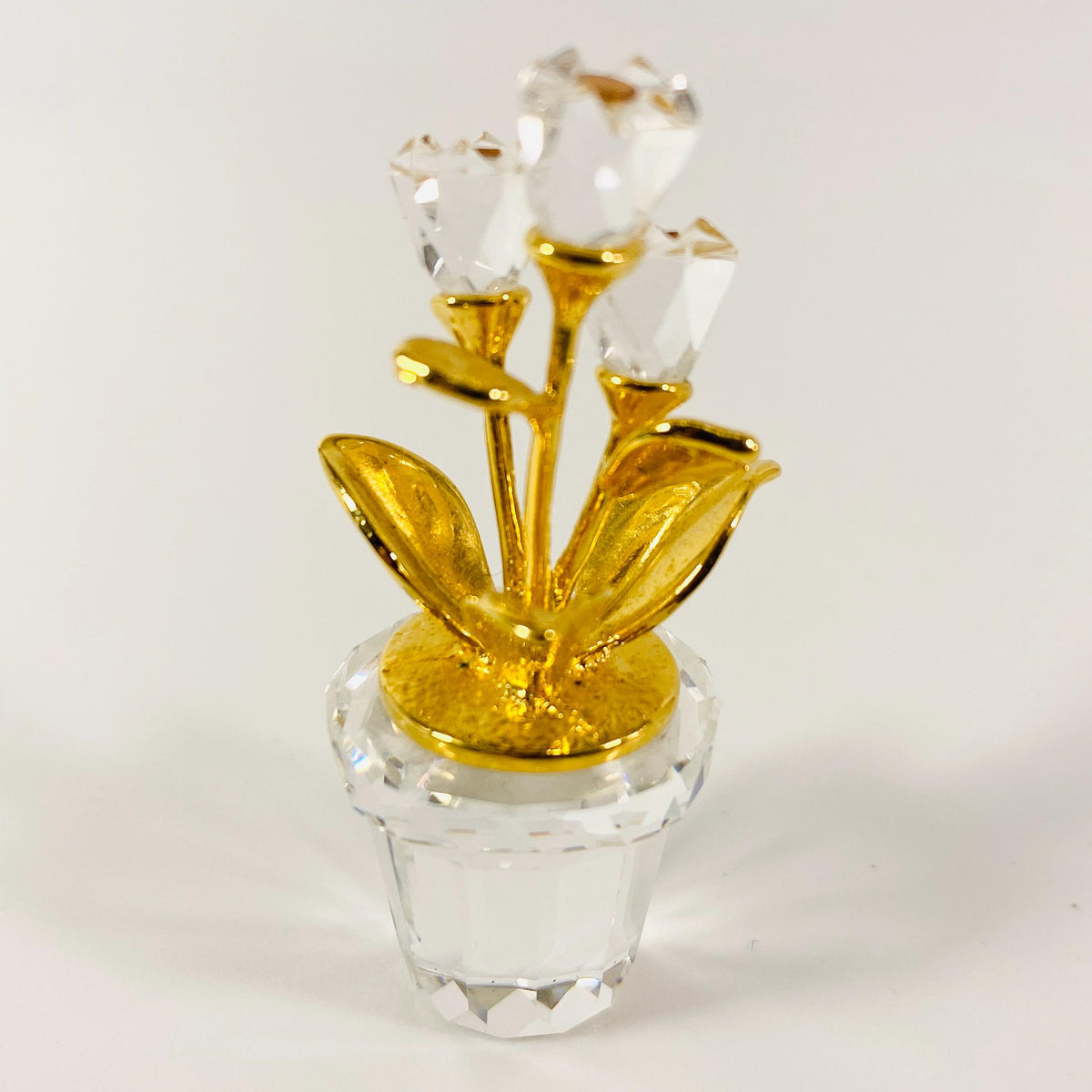 Swarovski Crystal Memories small Figurine #208885 Classic Gold Flower Pot Tulips
