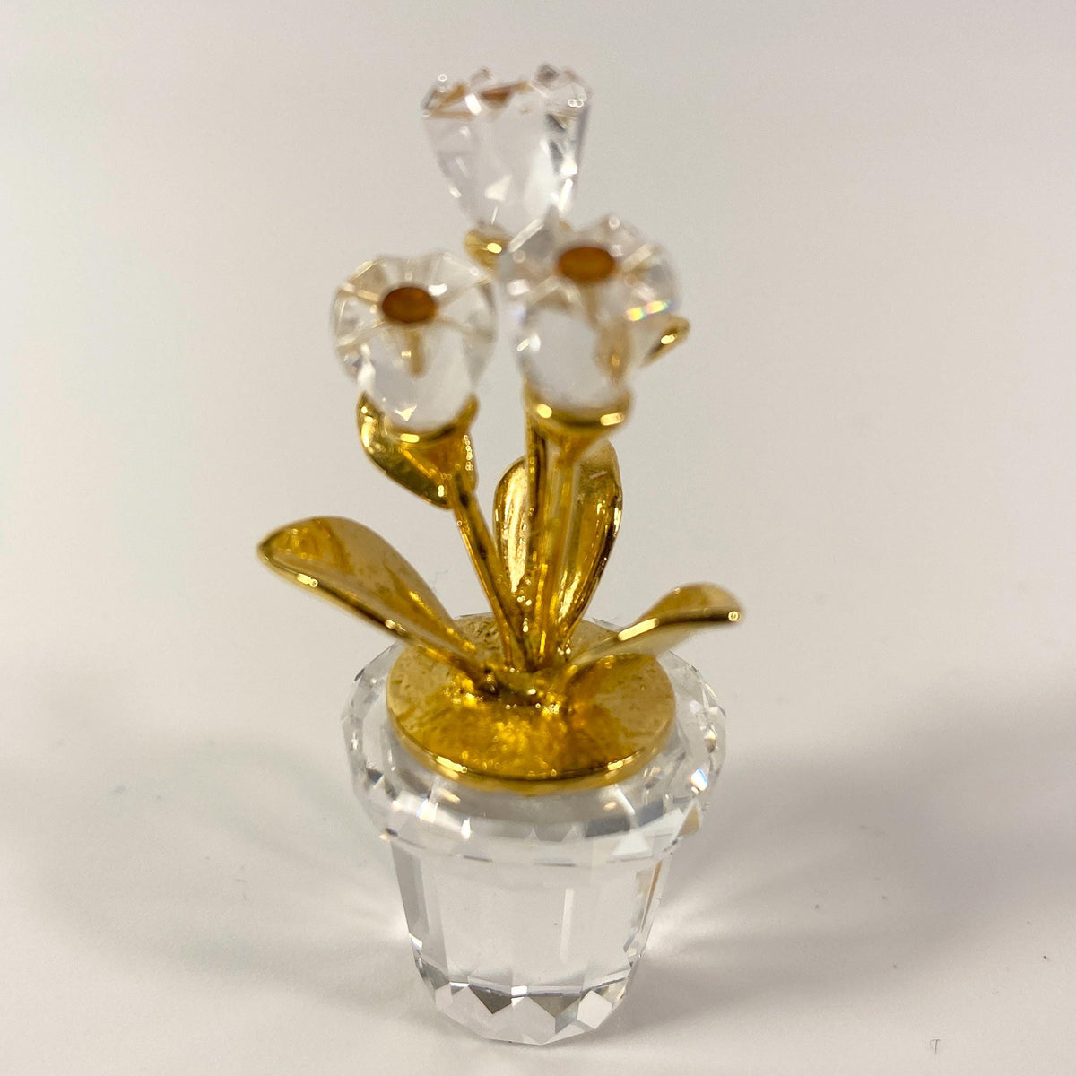 Swarovski Crystal Memories small Figurine #208885 Classic Gold Flower Pot Tulips