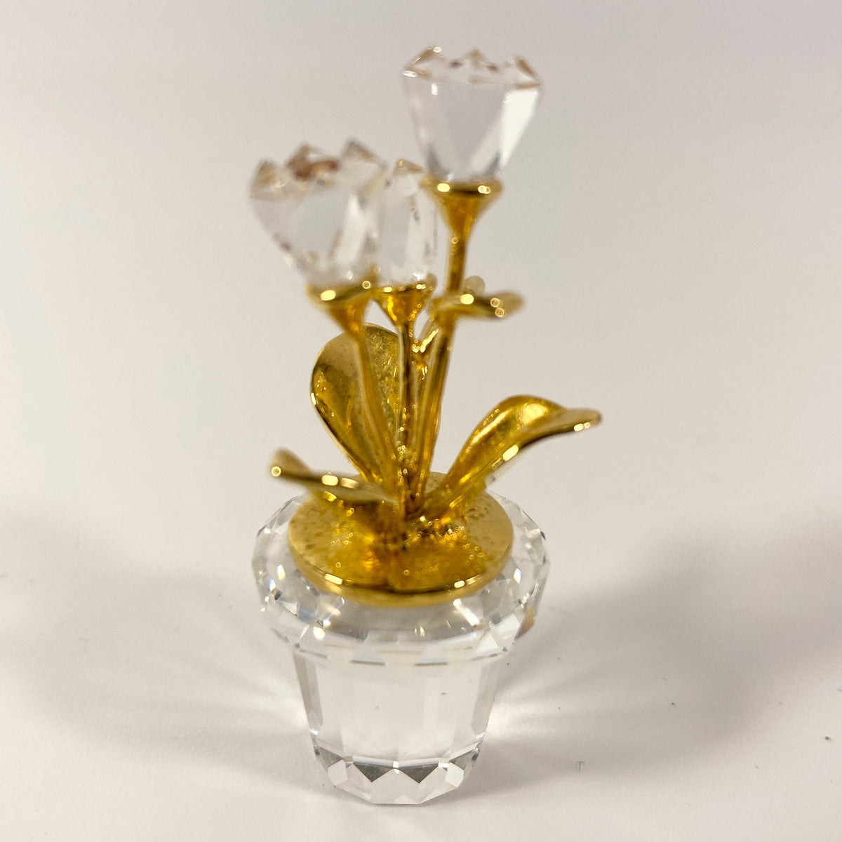 Swarovski Crystal Memories small Figurine #208885 Classic Gold Flower Pot Tulips