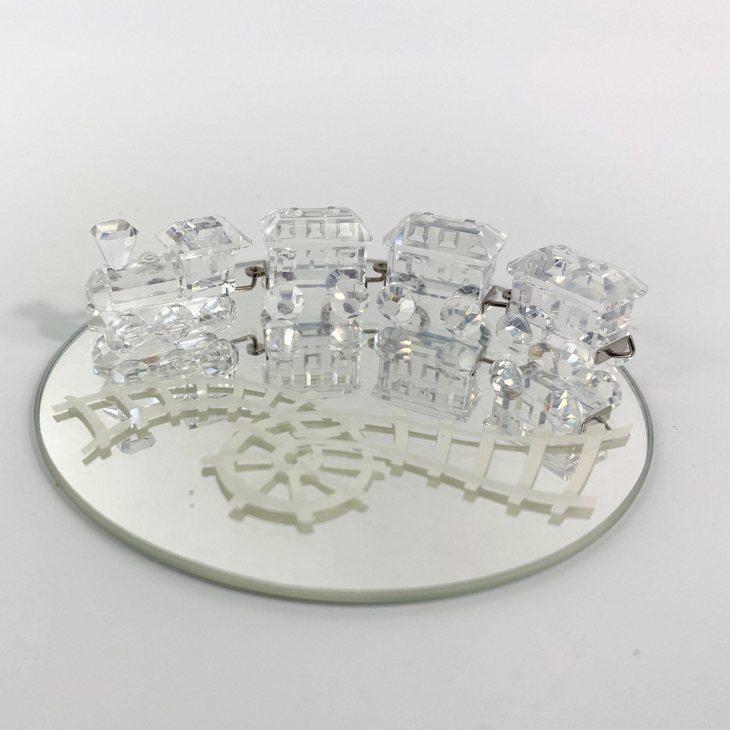 Retired Swarovski Miniature Train 193014 with Mirror Track COA - MIB