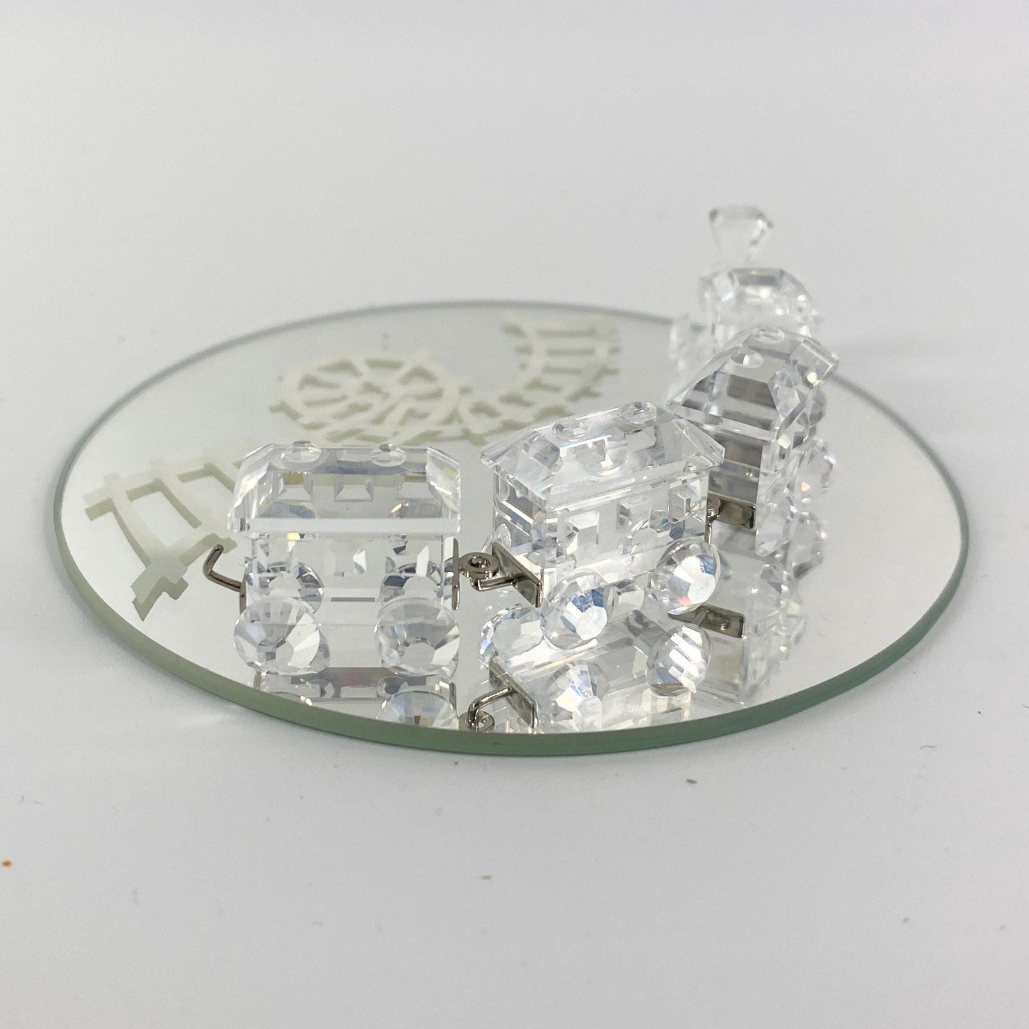 Retired Swarovski Miniature Train 193014 with Mirror Track COA - MIB