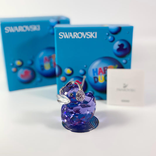 Swarovski Crystal DJ Figurine Happy Ducks Duck J purple 1049592 Limited Edition