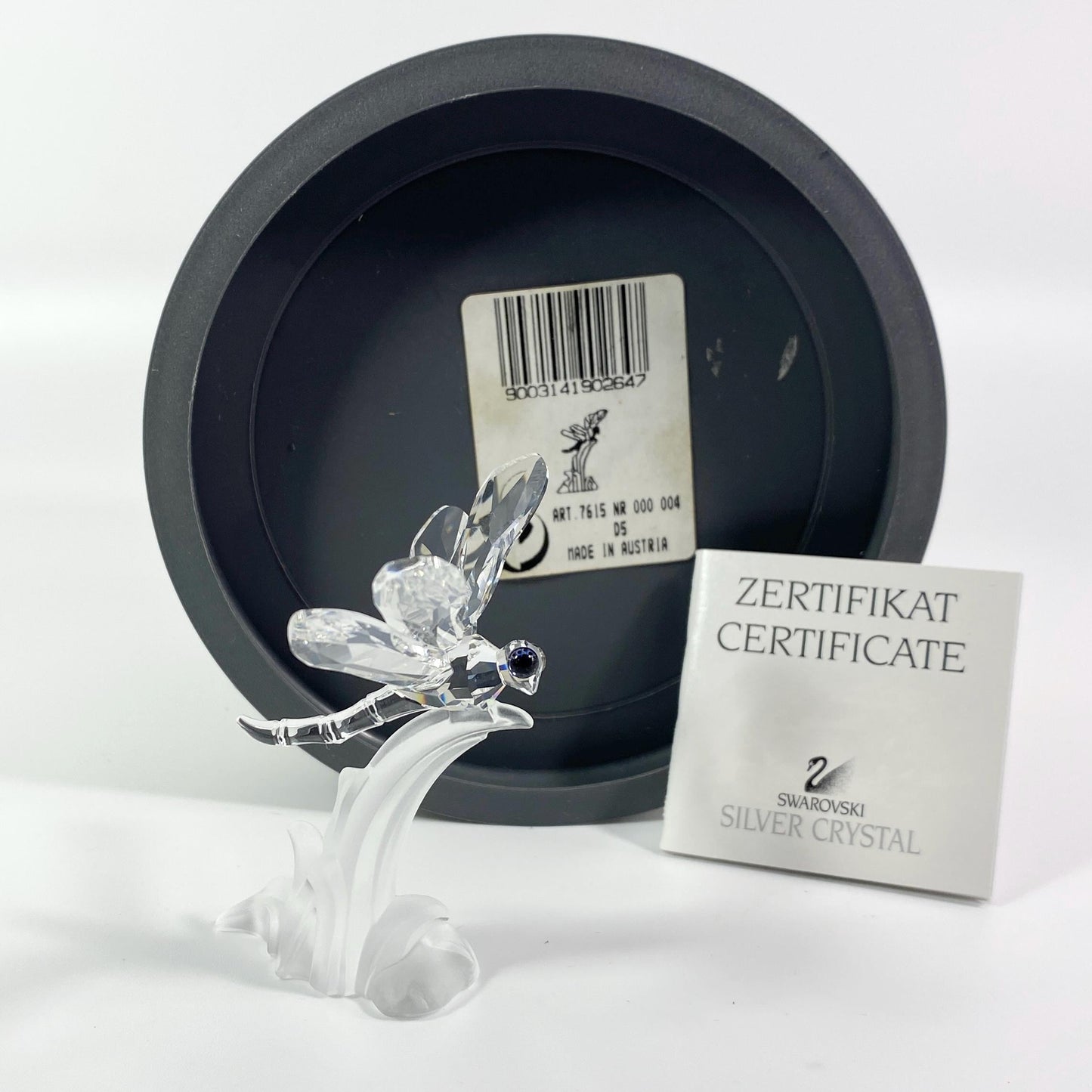 Swarovski Crystal Dragonfly On Frosted Leaf Figurine 190264 / With Box / Retired