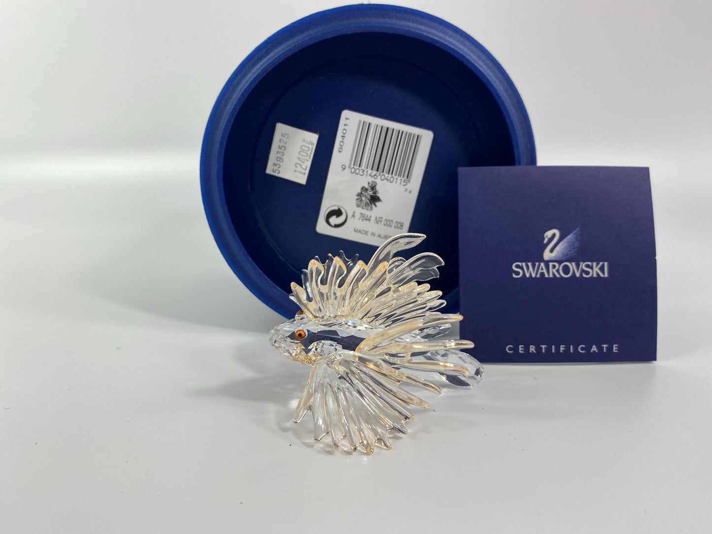 Swarovski Crystal Champagne Orange Clear Lion Fish Figurine 2'' Tall & 3" Long