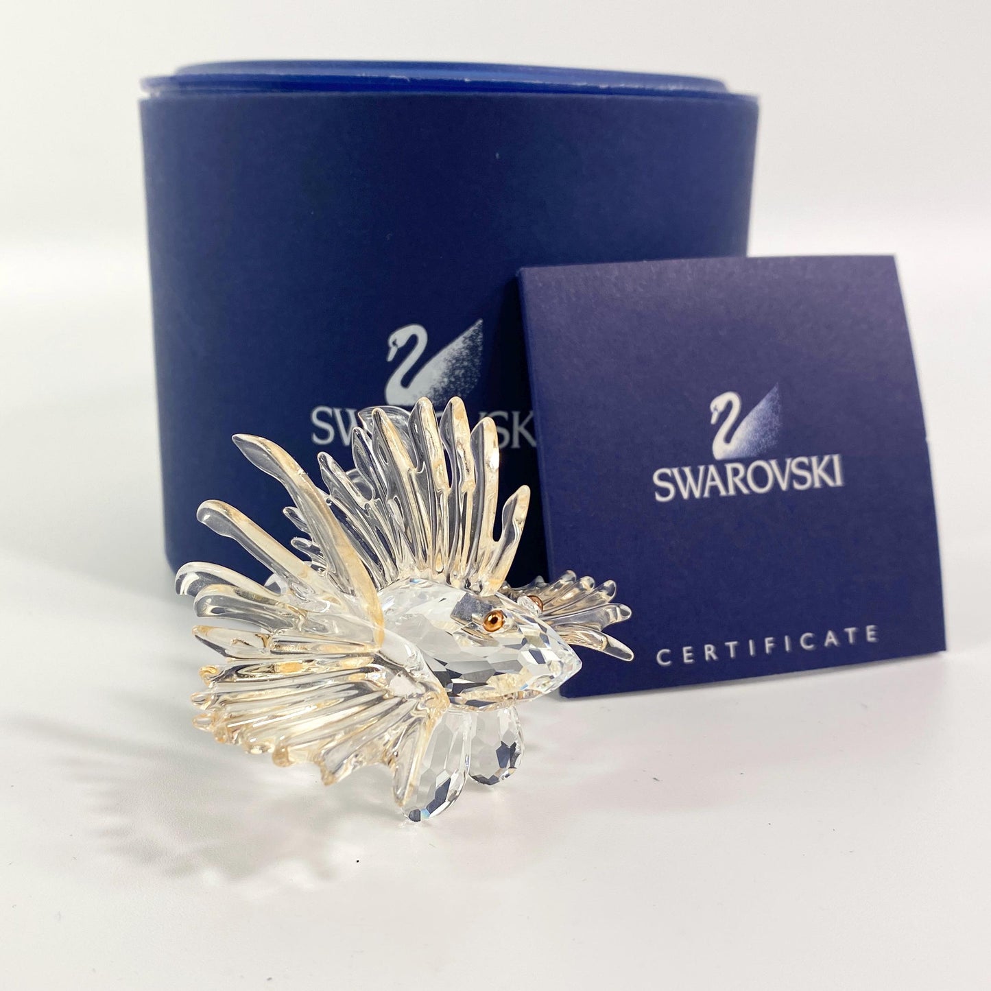Swarovski Crystal Champagne Orange Clear Lion Fish Figurine 2'' Tall & 3" Long