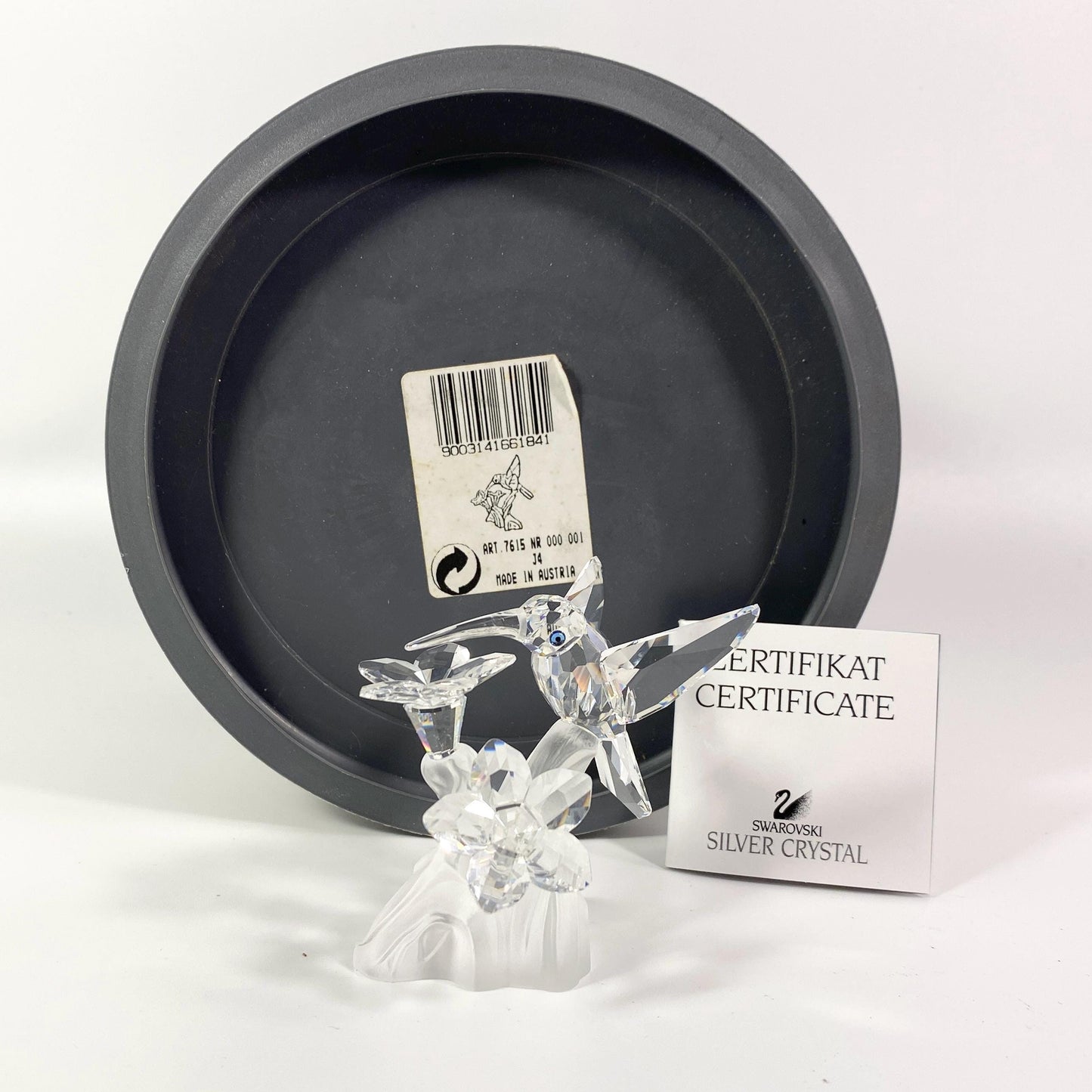 Vintage Swarovski Crystal Hummingbird and Flower Figurine 90's Retired