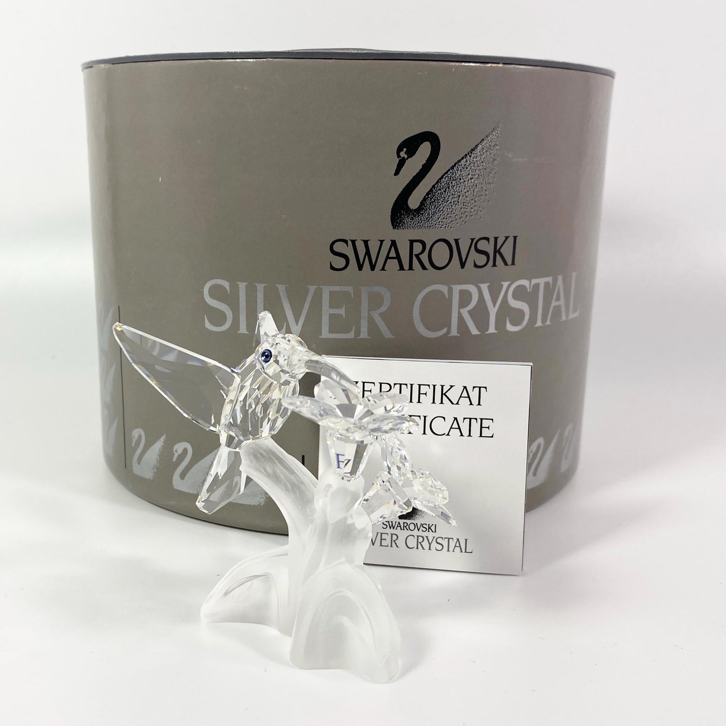Vintage Swarovski Crystal Hummingbird and Flower Figurine 90's Retired
