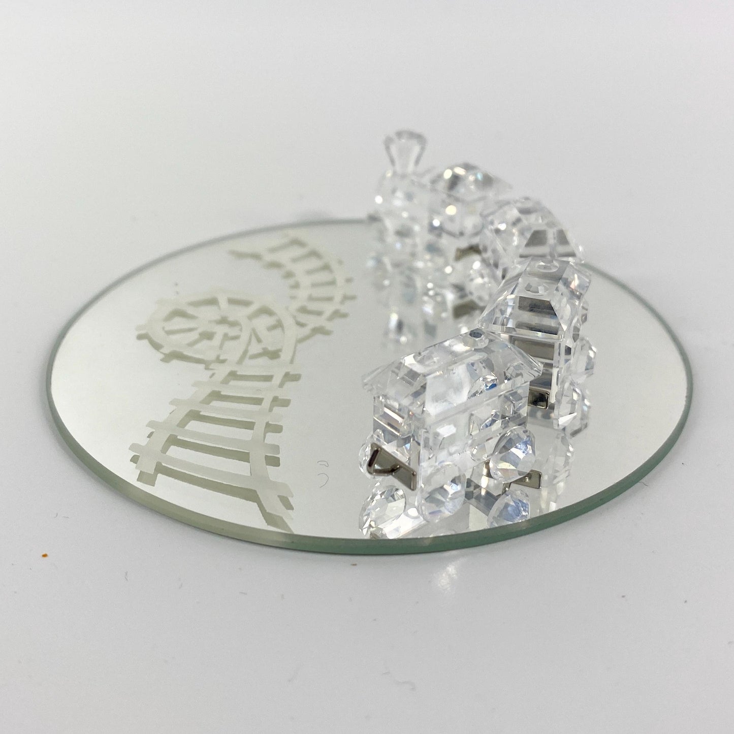 Retired Swarovski Miniature Train 193014 with Mirror Track COA - MIB